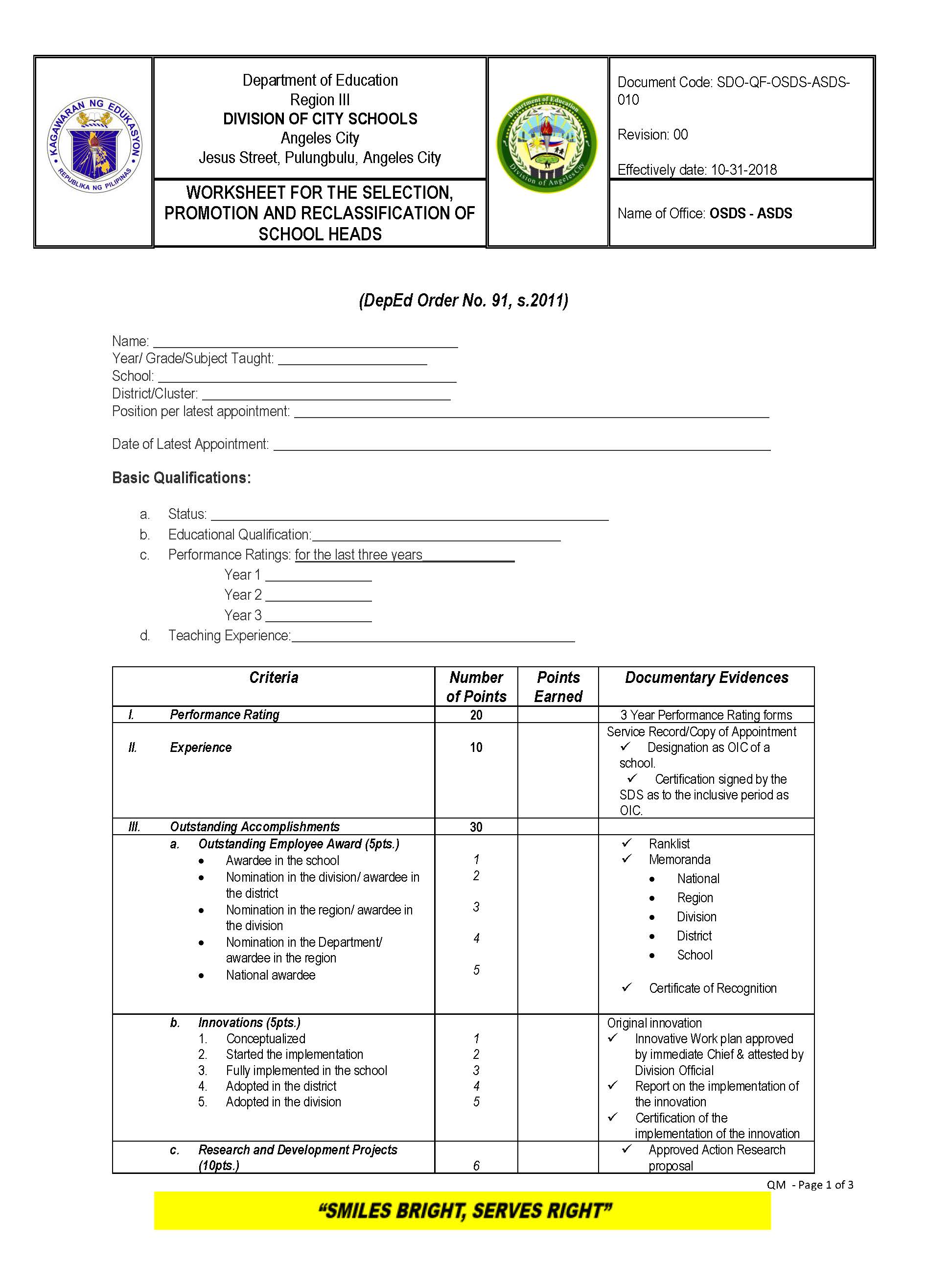 RECLASS FOR PRINCIPAL Page 1